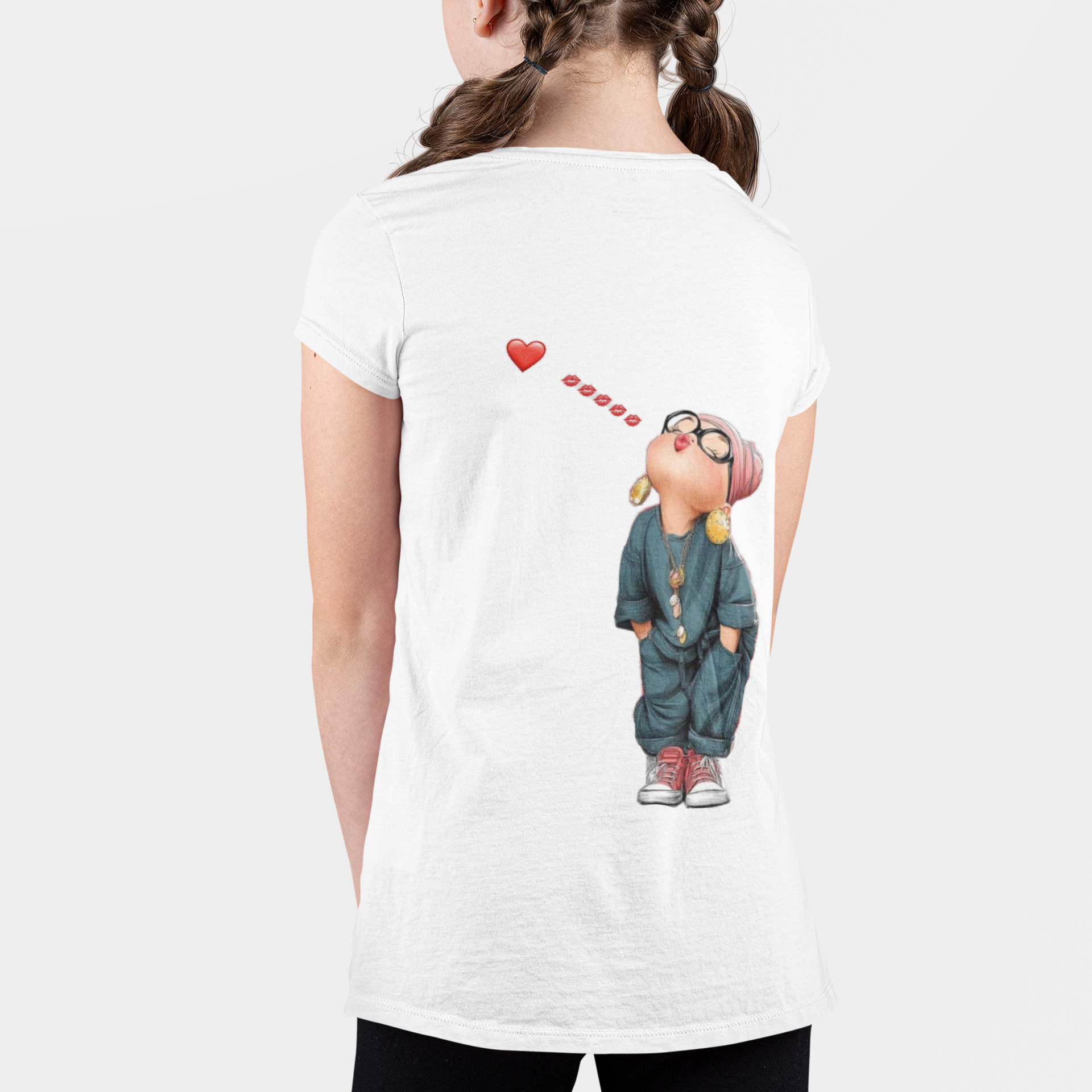 Girls white graphic cotton t-shirt