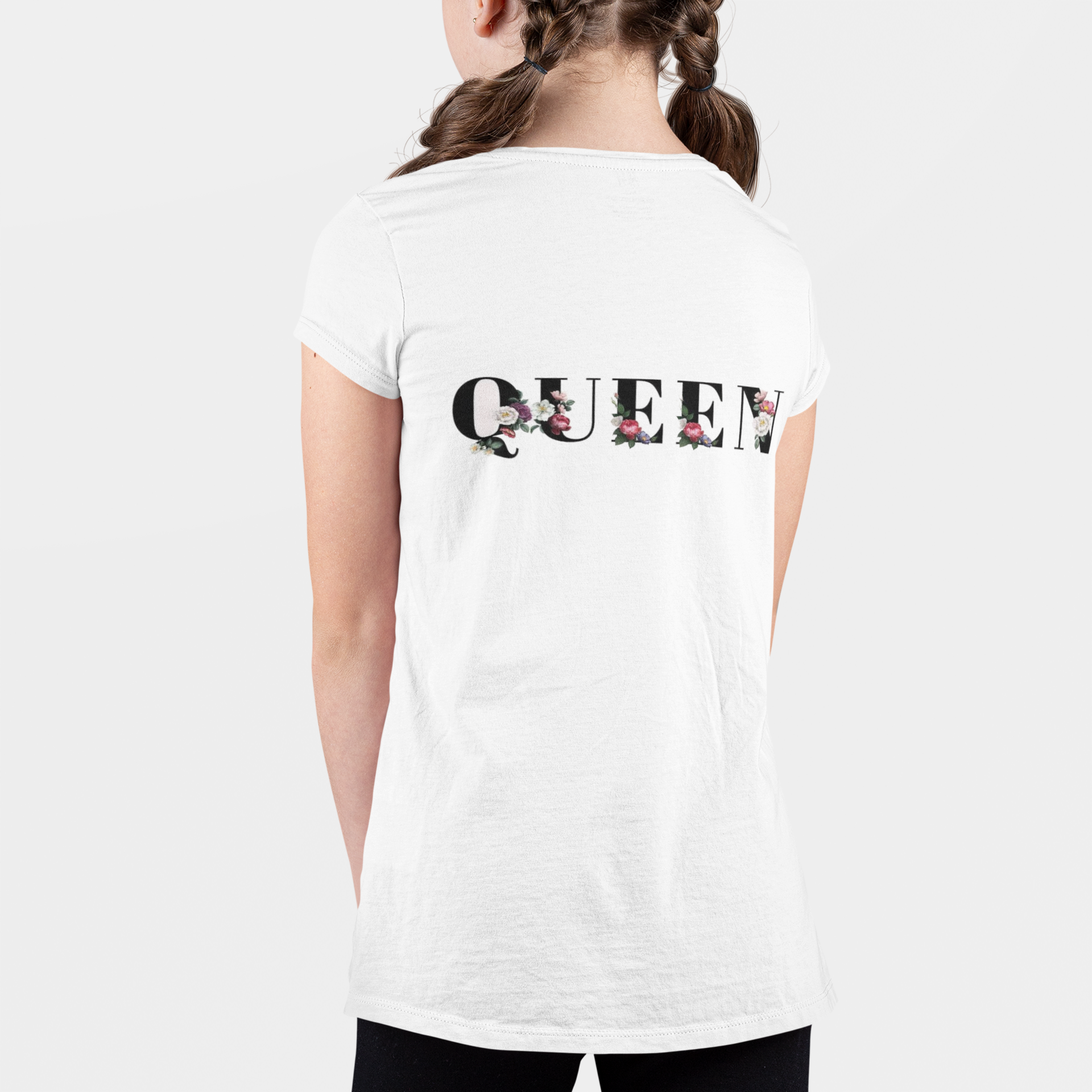 Girls white queen t-shirt