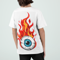 Flaming eyeball graphic t-shirt