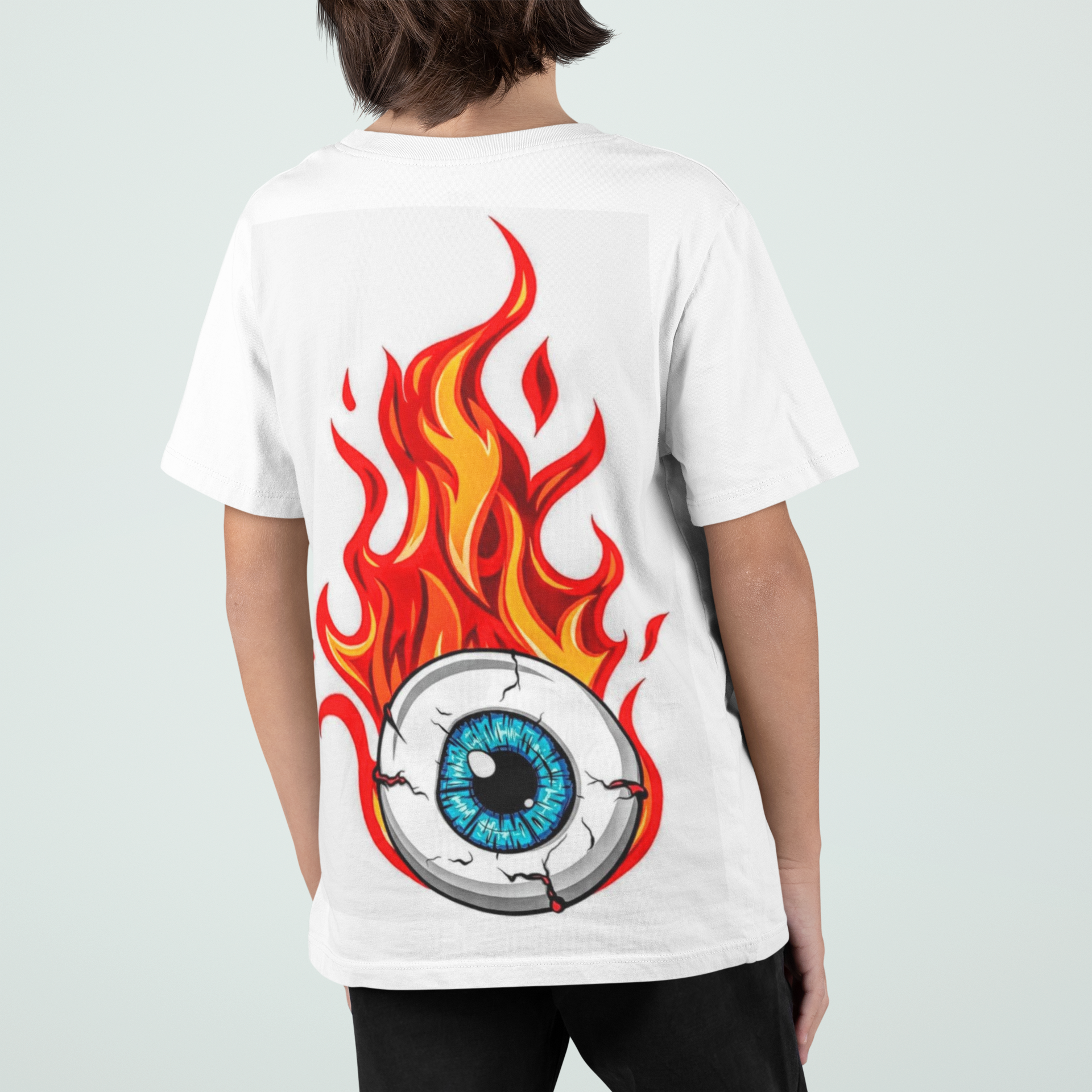 Flaming eyeball graphic t-shirt