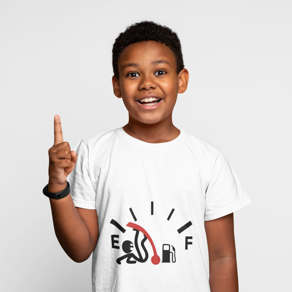 low fuel gauge graphic t-shirt