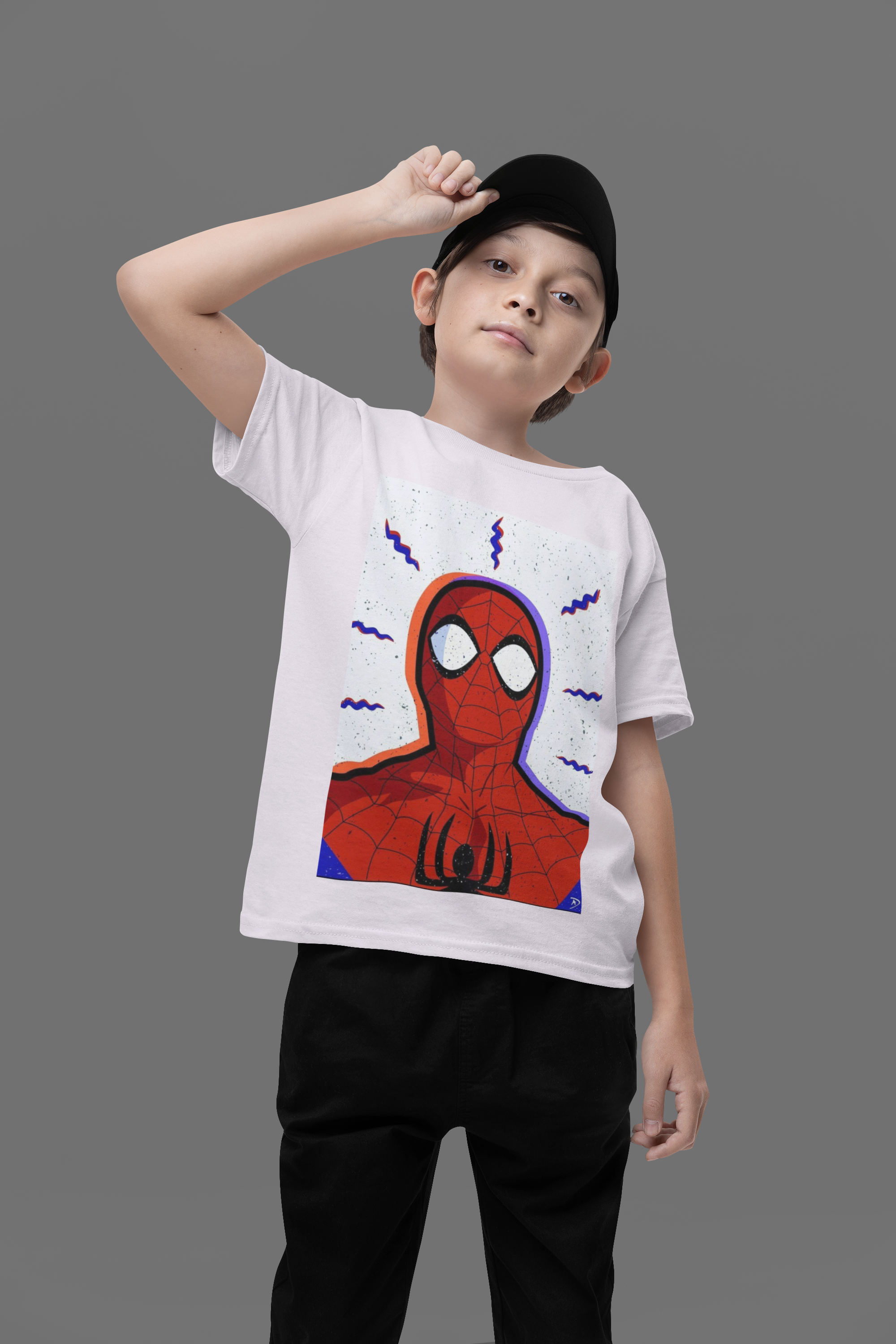 Spider Graphic Kids T-Shirt (White)