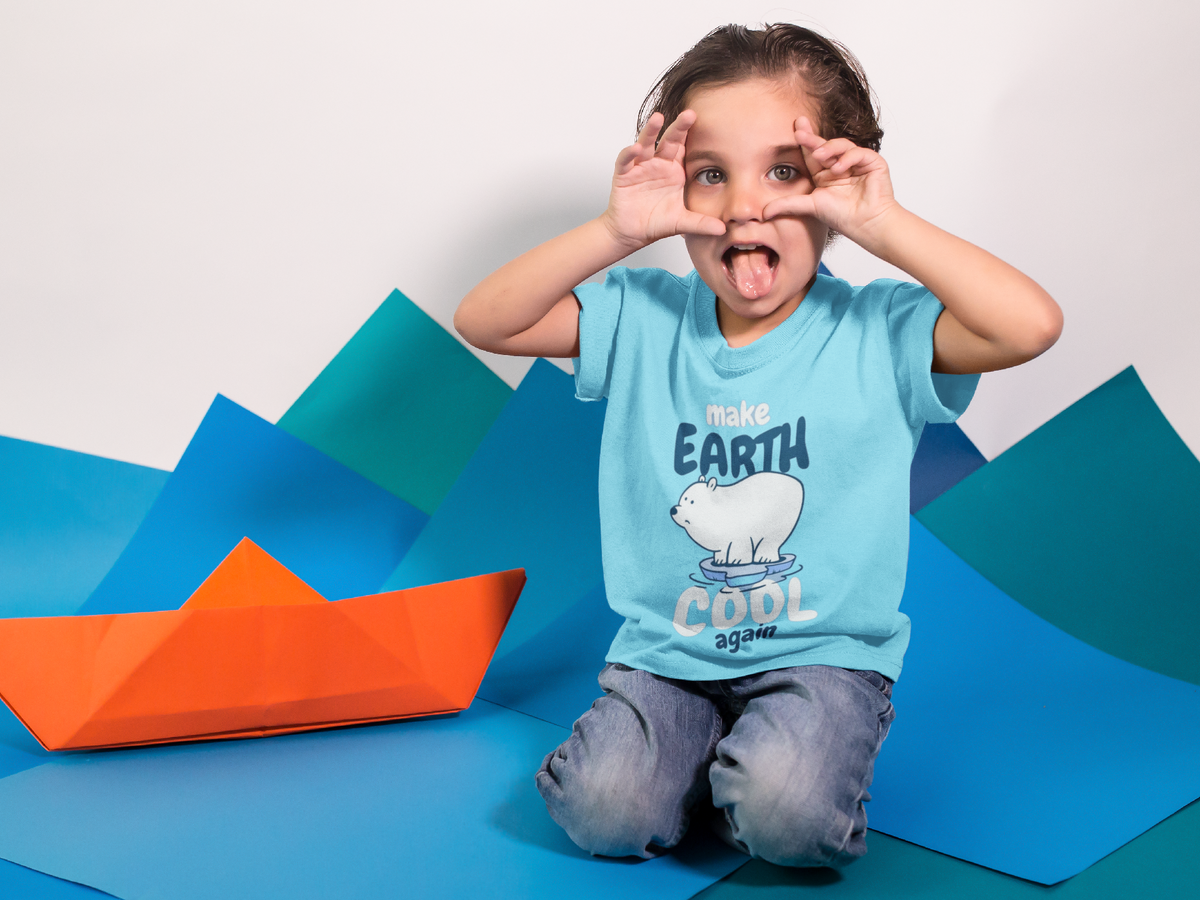 Polar bear graphic blue kids t-shirt