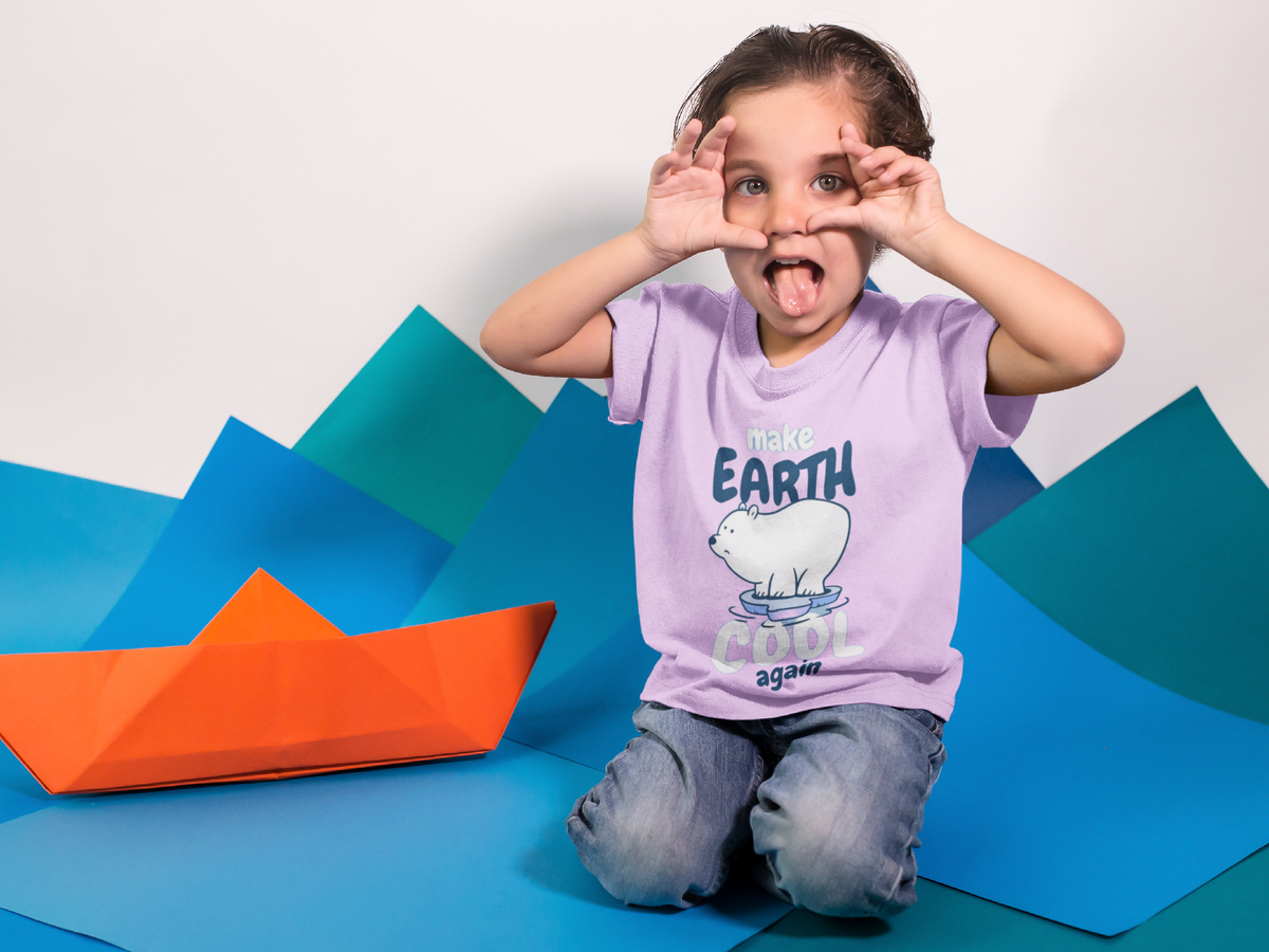 Polar bear graphic kids lilac  t-shirt