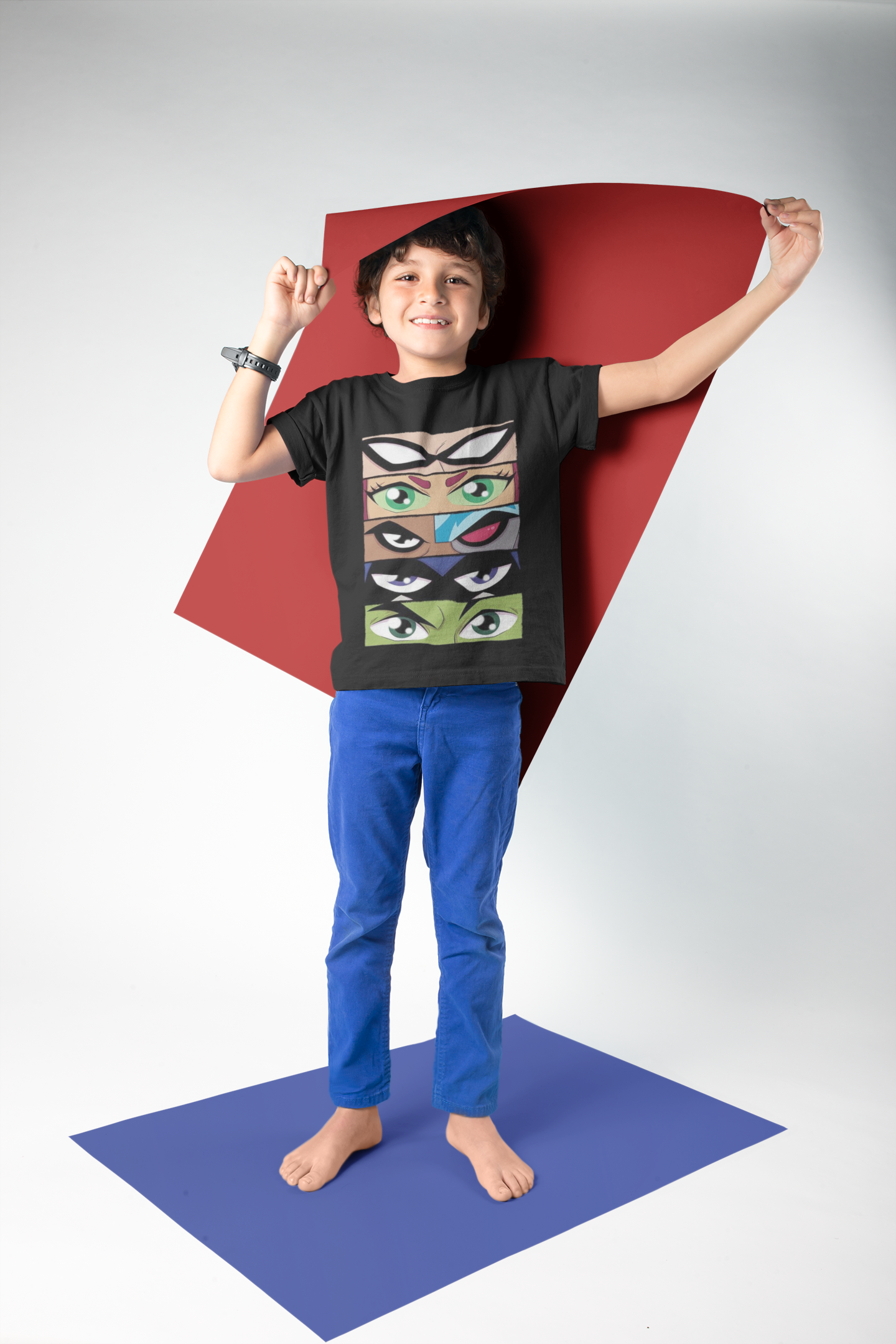 Kids superhero eyes black t-shirt