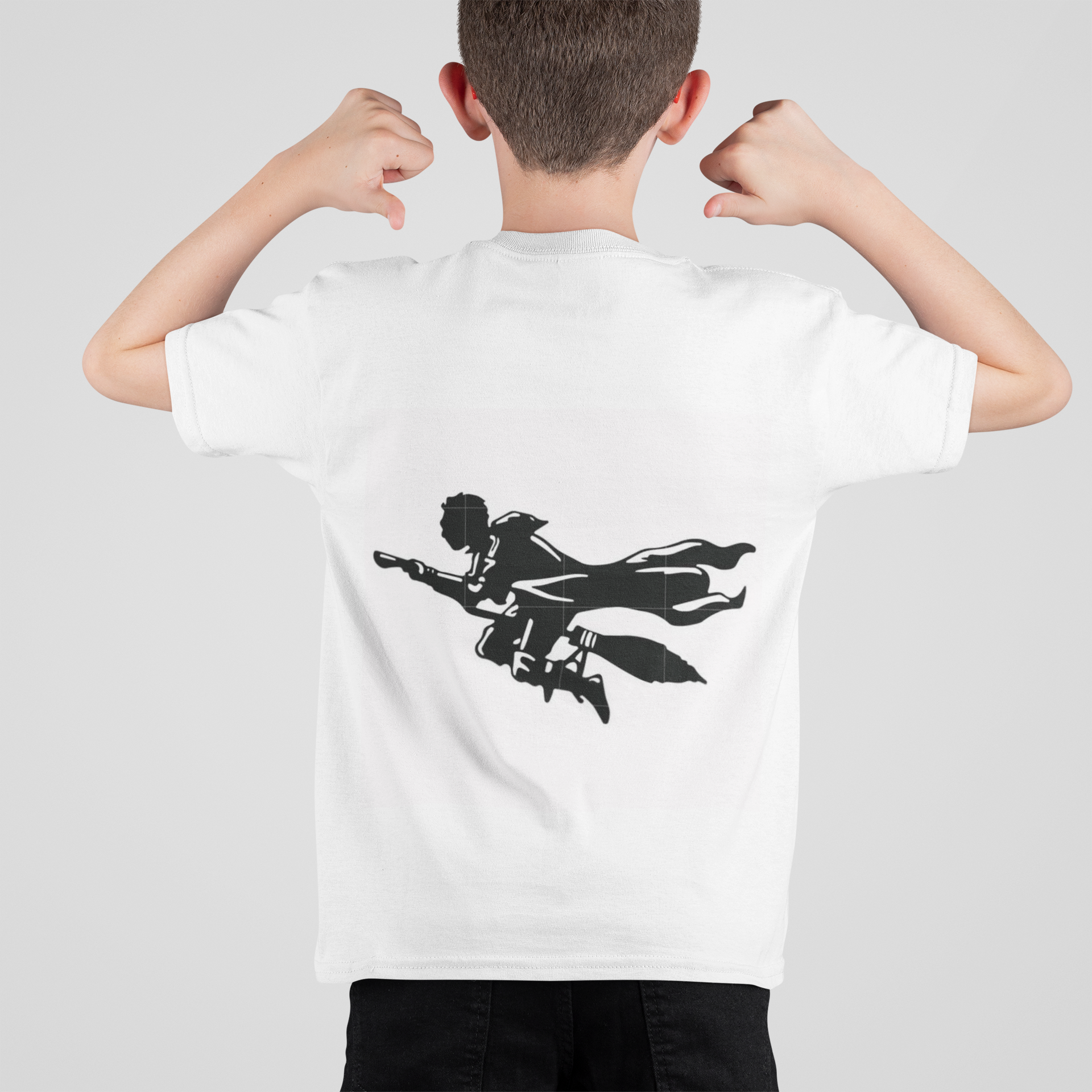 Flying witch silhouette graphic t-shirt