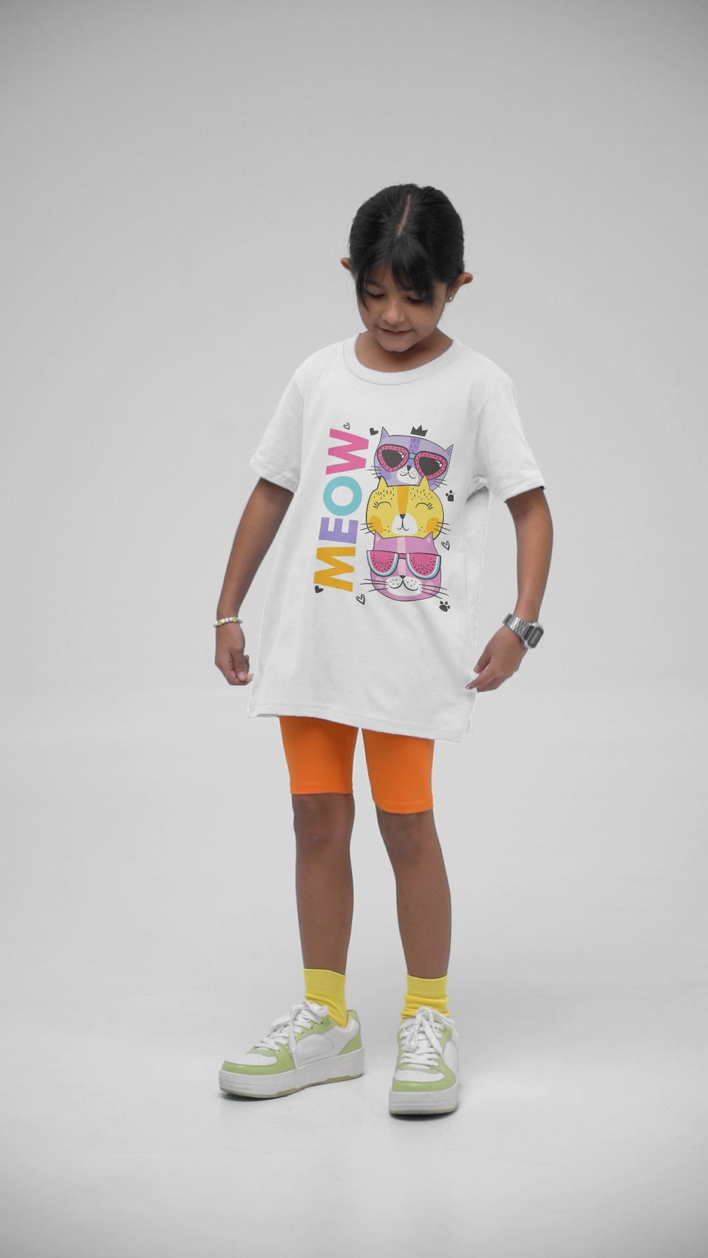 Meow cartoon cat kids t-shirt