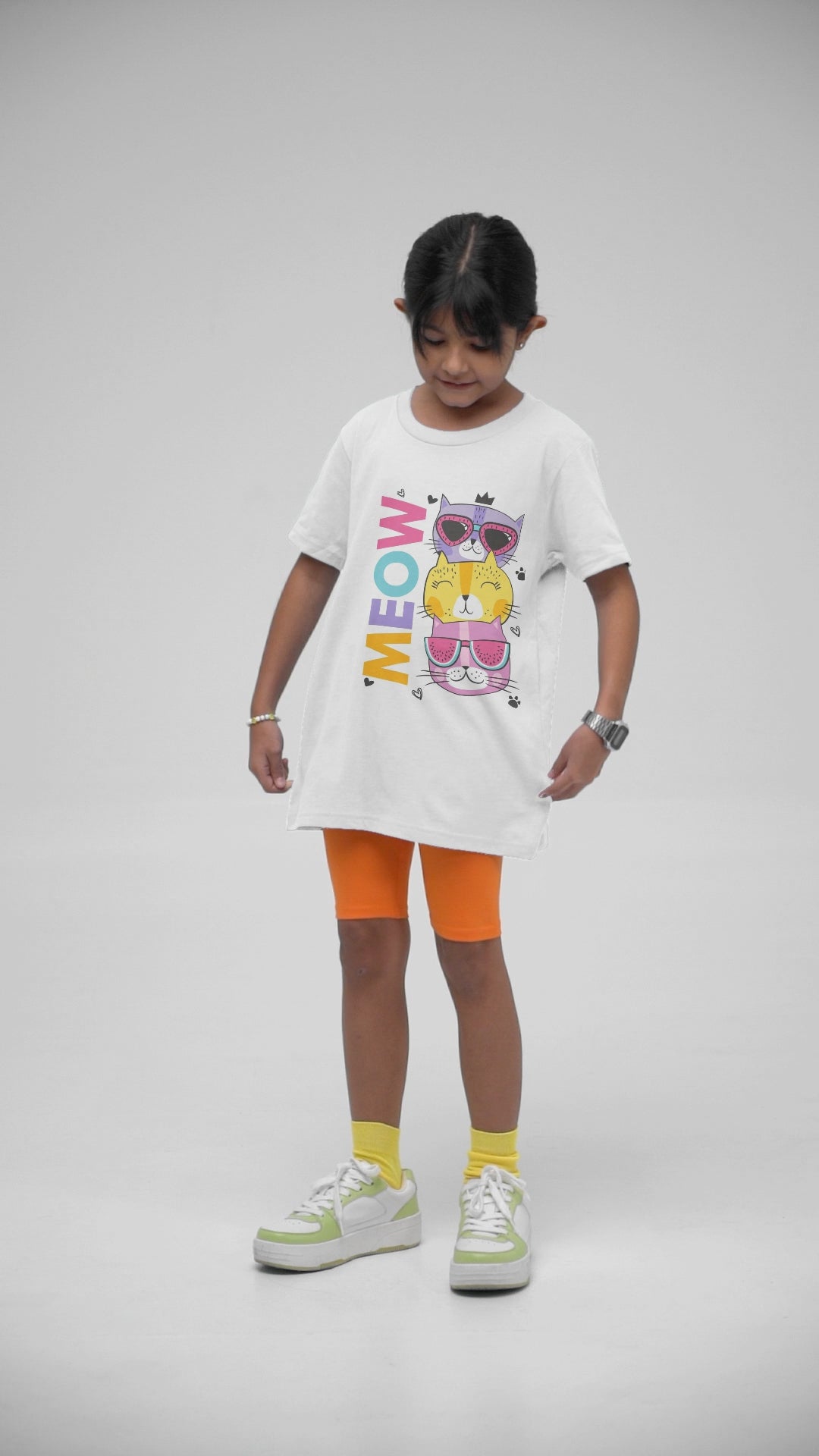 Meow cartoon cat kids t-shirt