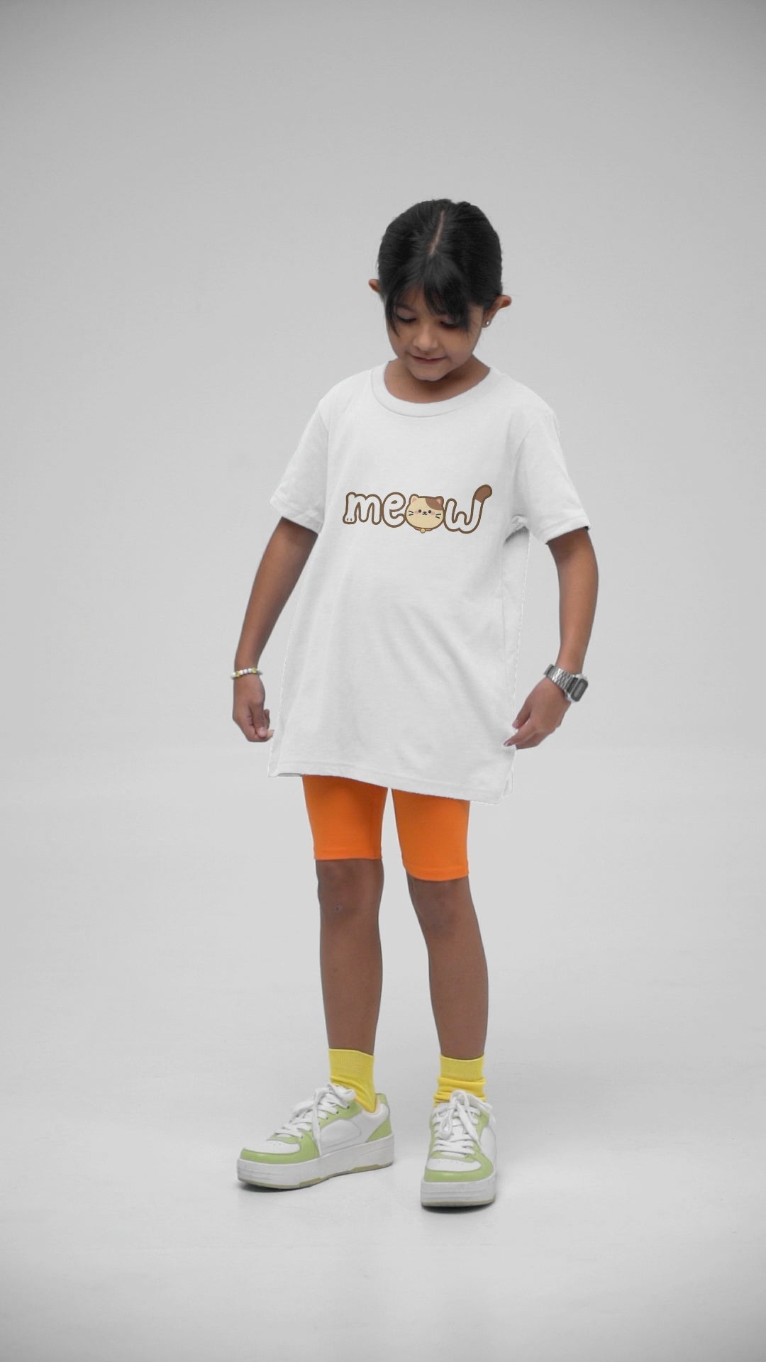 Meow cat graphic kids oversized t-shirt