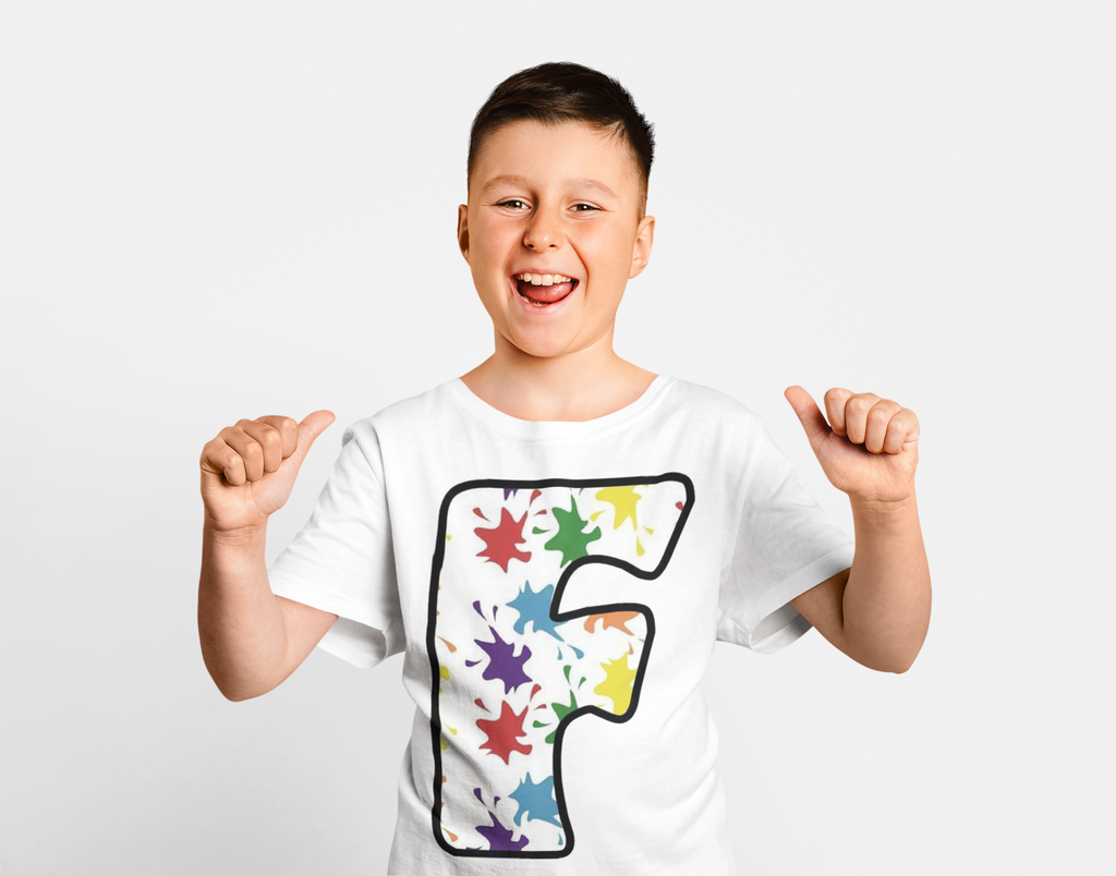 Alphabet F graphic kids t-shirt