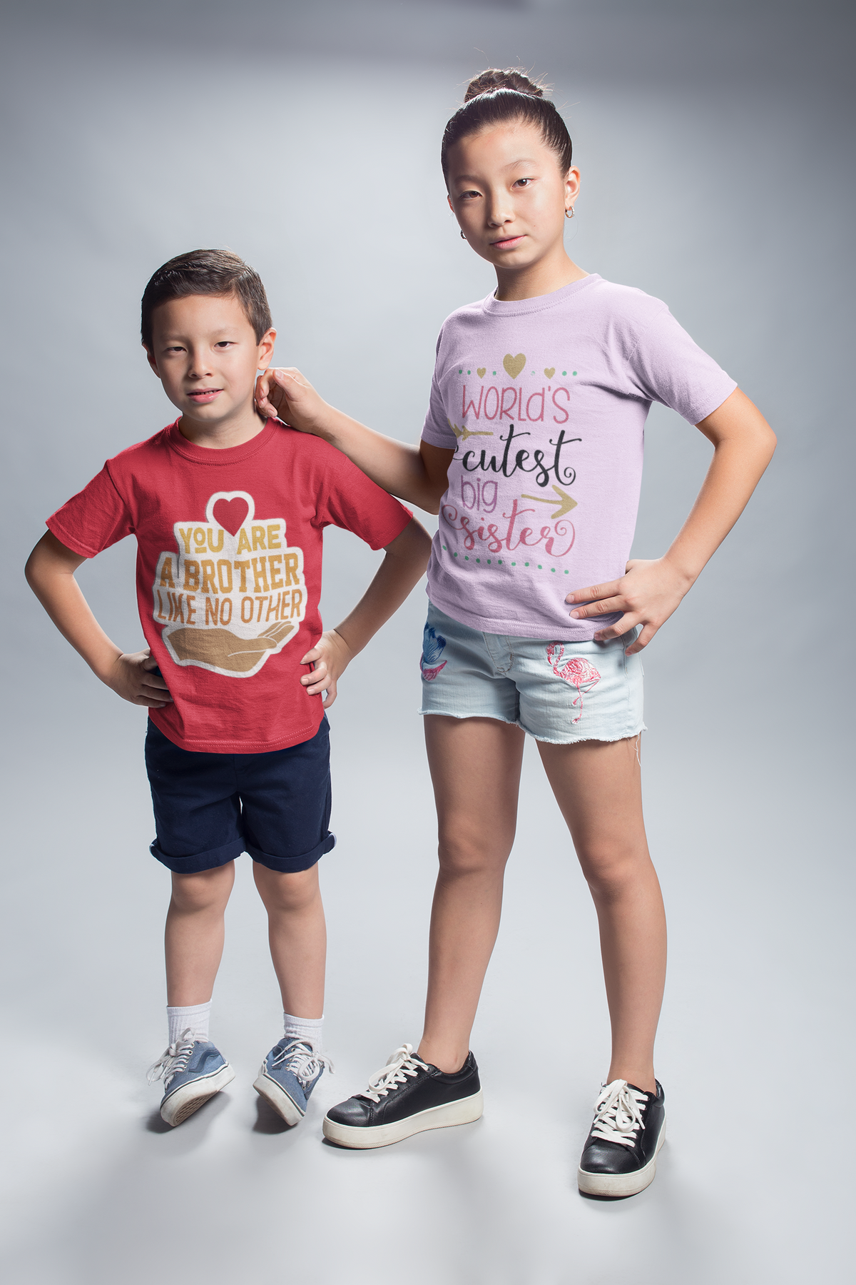 Brother and sister matching t-shirts