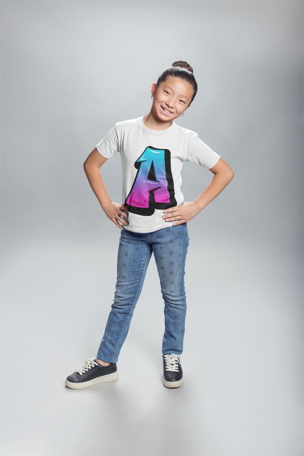 kids personalised alphabet A t-shirt