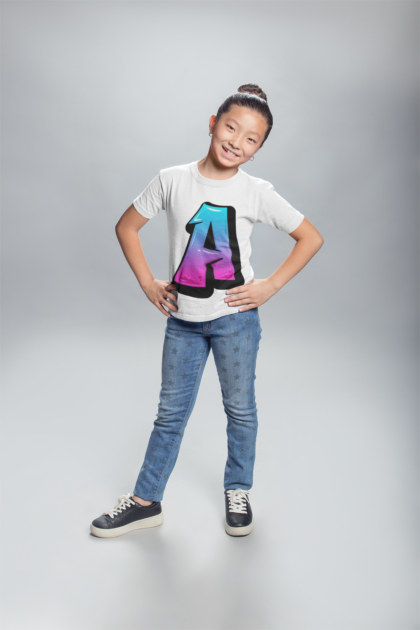 kids personalised alphabet A t-shirt