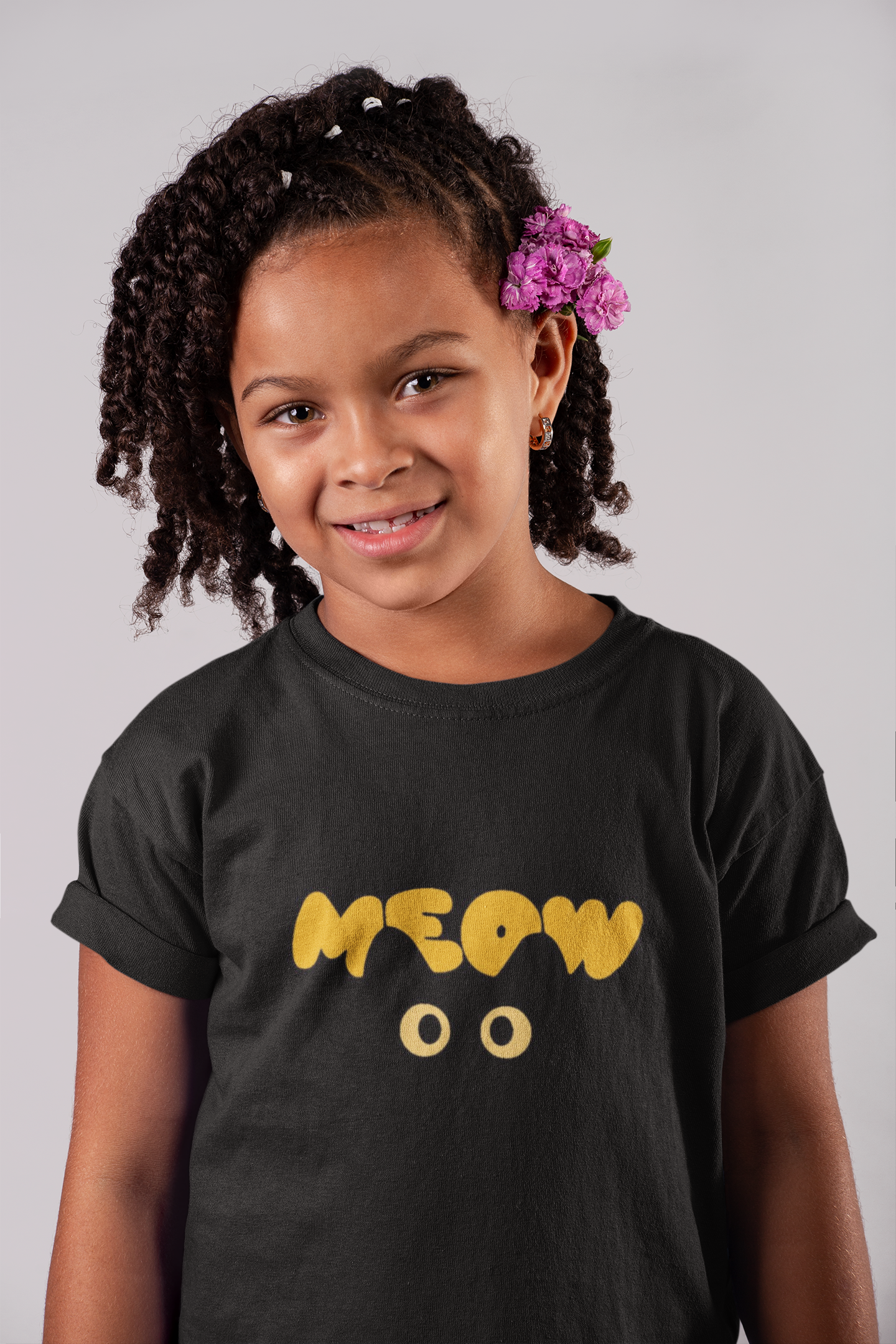 cute meow kids graphic t-shirt